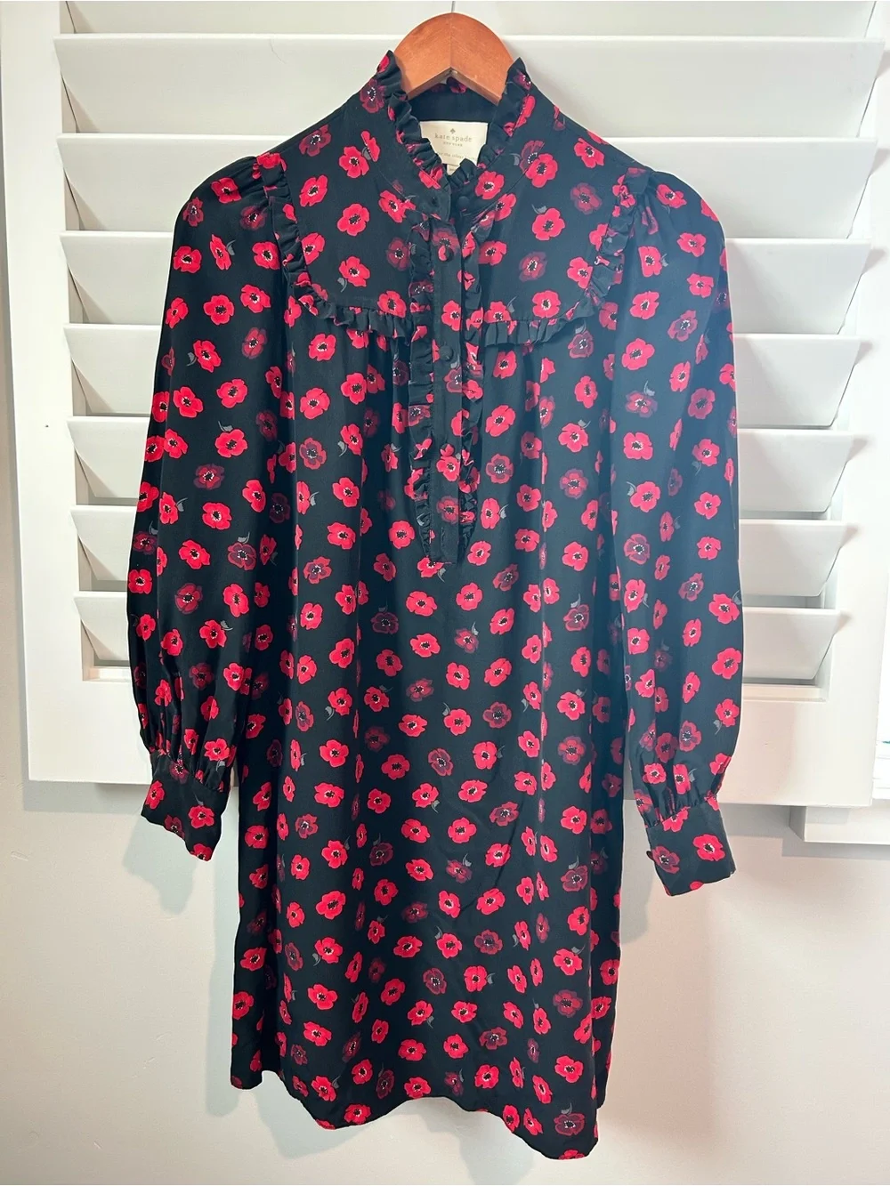Kate Spade Red Poppy sleeve dress size Xs